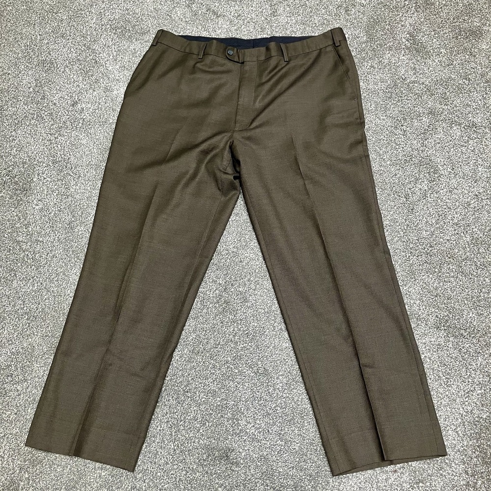 Men's Linea Naturale Luxe Brown Wool Dress Trouser Pants Sz 40 Made in Italy